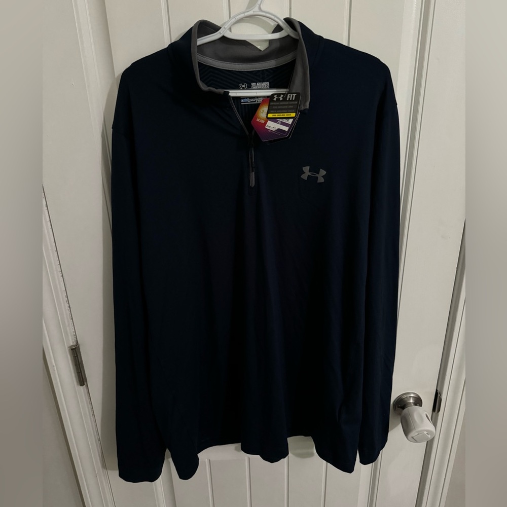 Under Armour Navy blue and grey quarter zip pullover NWT